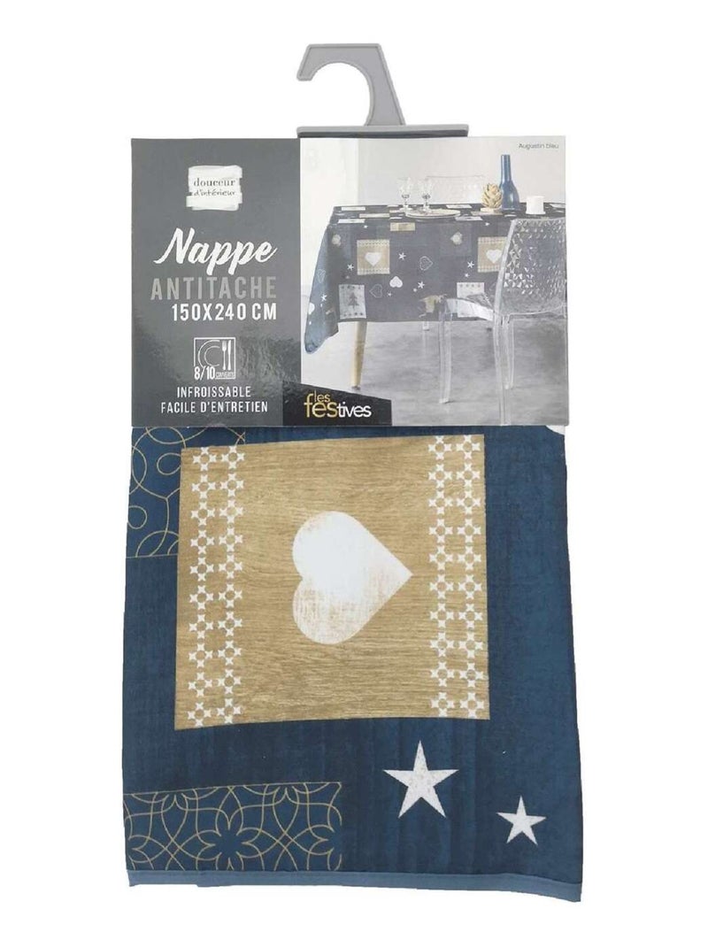 Nappe rectangulaire antitache et infroissable CŒURS Bleu - Kiabi