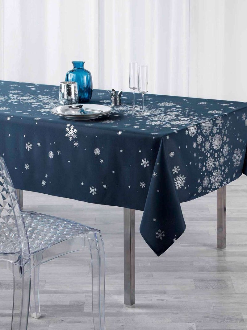 Nappe rectangulaire antitache et infroissable FLOCONS Bleu foncé - Kiabi