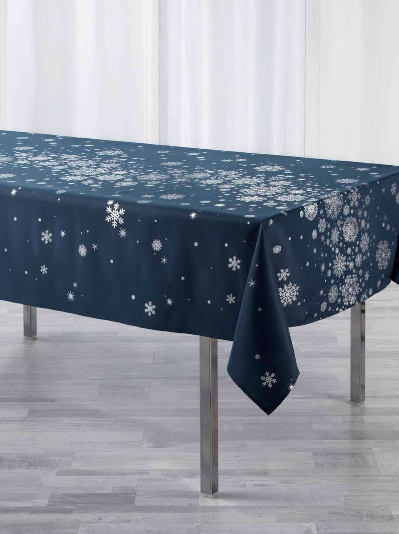 Nappe rectangulaire antitache et infroissable FLOCONS Bleu foncé - Kiabi