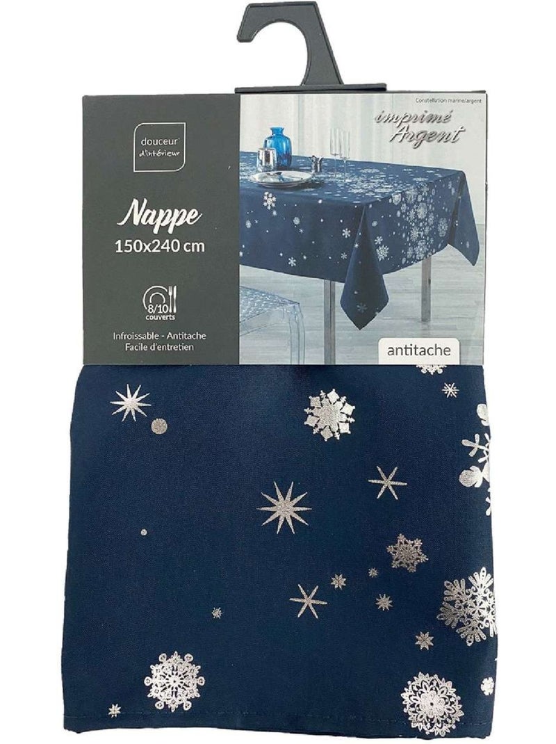 Nappe rectangulaire antitache et infroissable FLOCONS Bleu foncé - Kiabi