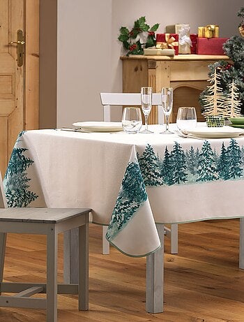 Nappe rectangulaire antitache et infroissable Forêt enneigée