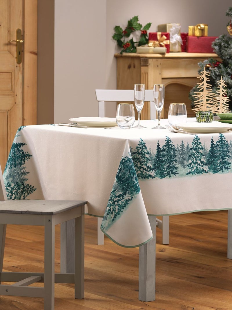 Nappe rectangulaire antitache et infroissable FORÊT ENNEIGÉE Beige - Kiabi