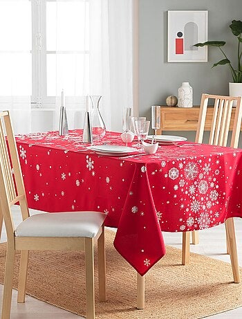 Nappe rectangulaire antitache et infroissable imprimée FLOCONS