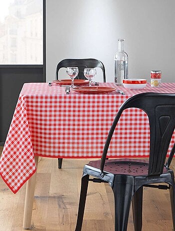 Nappe rectangulaire antitache Vichy - L. 150 x l. 240 cm - Rouge