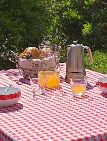 Nappe rectangulaire antitache Vichy - L. 150 x l. 240 cm - Rouge