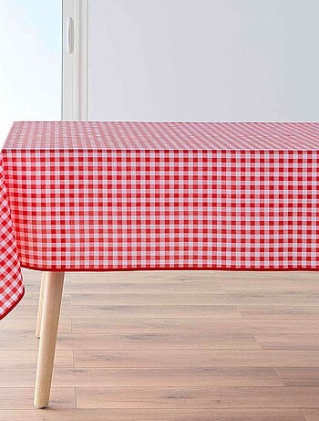 Nappe rectangulaire antitache Vichy - L. 150 x l. 240 cm - Rouge