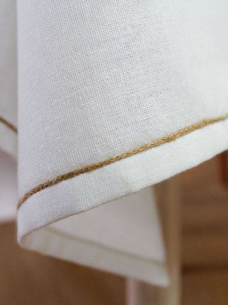 Nappe rectangulaire avec bordure jute LINA Blanc - Kiabi