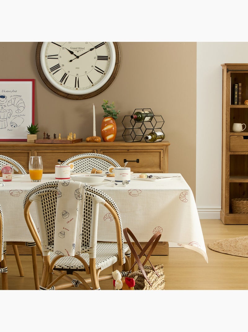 Nappe rectangulaire coton déperlant à motifs croissants Blanc - Kiabi