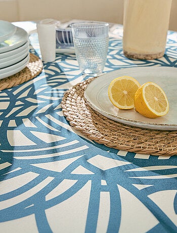 Nappe rectangulaire coton enduit feuillage abstrait