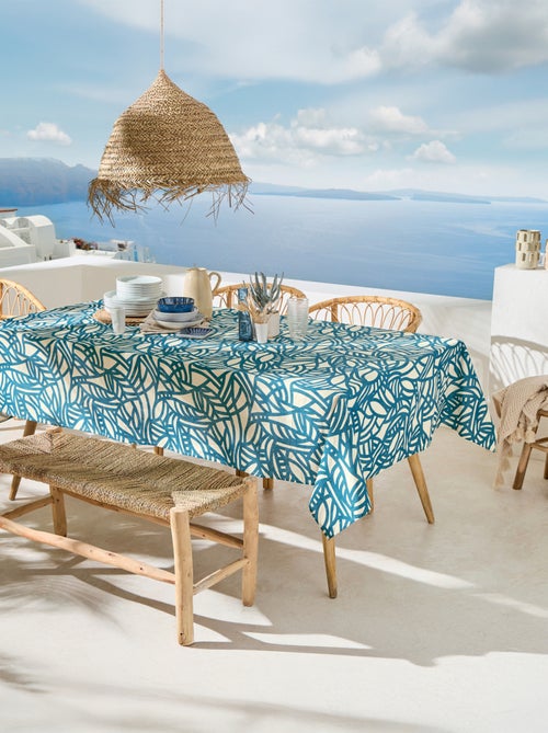 Nappe rectangulaire coton enduit feuillage abstrait - Kiabi