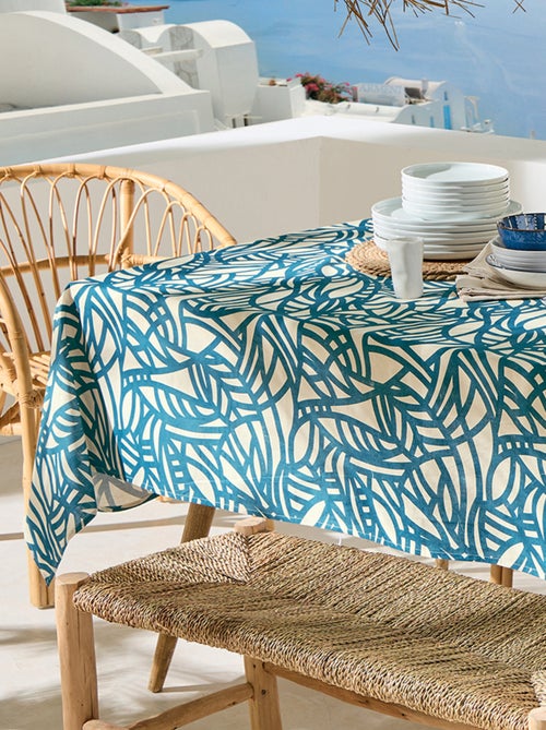 Nappe rectangulaire coton enduit feuillage abstrait - Kiabi