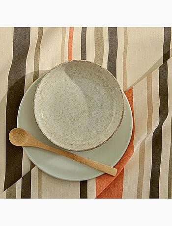Nappe rectangulaire coton enduit rayures basque