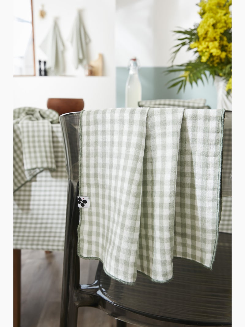 Nappe rectangulaire – Double gaze de coton-  Carreaux Vichy - Vickie Vert eucalyptus - Kiabi