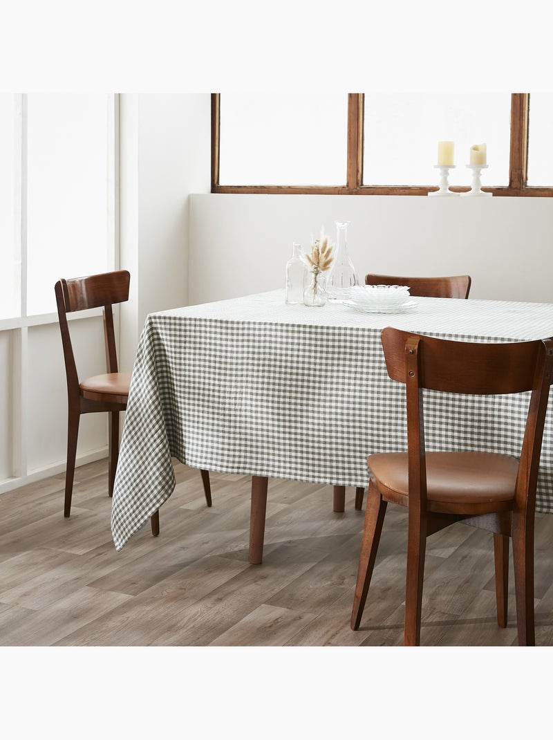 Nappe rectangulaire – Double gaze de coton-  Carreaux Vichy - Vickie Vert romarin - Kiabi