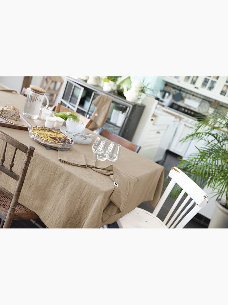 Nappe rectangulaire – Double gaze de coton – Gaïa Beige foncé - Kiabi