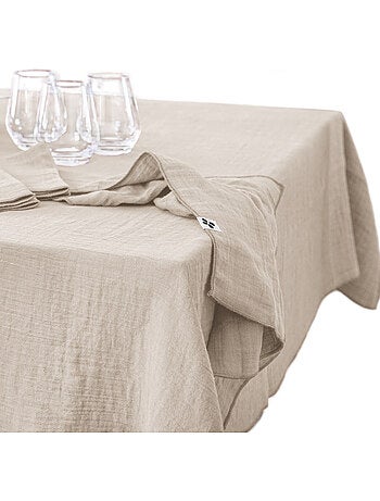 Nappe rectangulaire – Double gaze de coton – Gaïa Minuit
