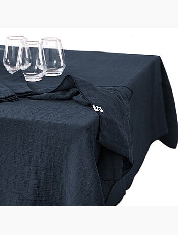Nappe rectangulaire – Double gaze de coton – Gaïa Minuit