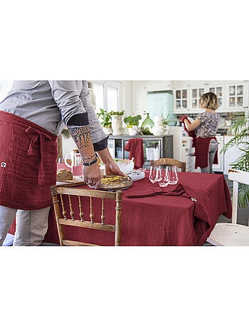 Nappe rectangulaire – Double gaze de coton – Gaïa Minuit