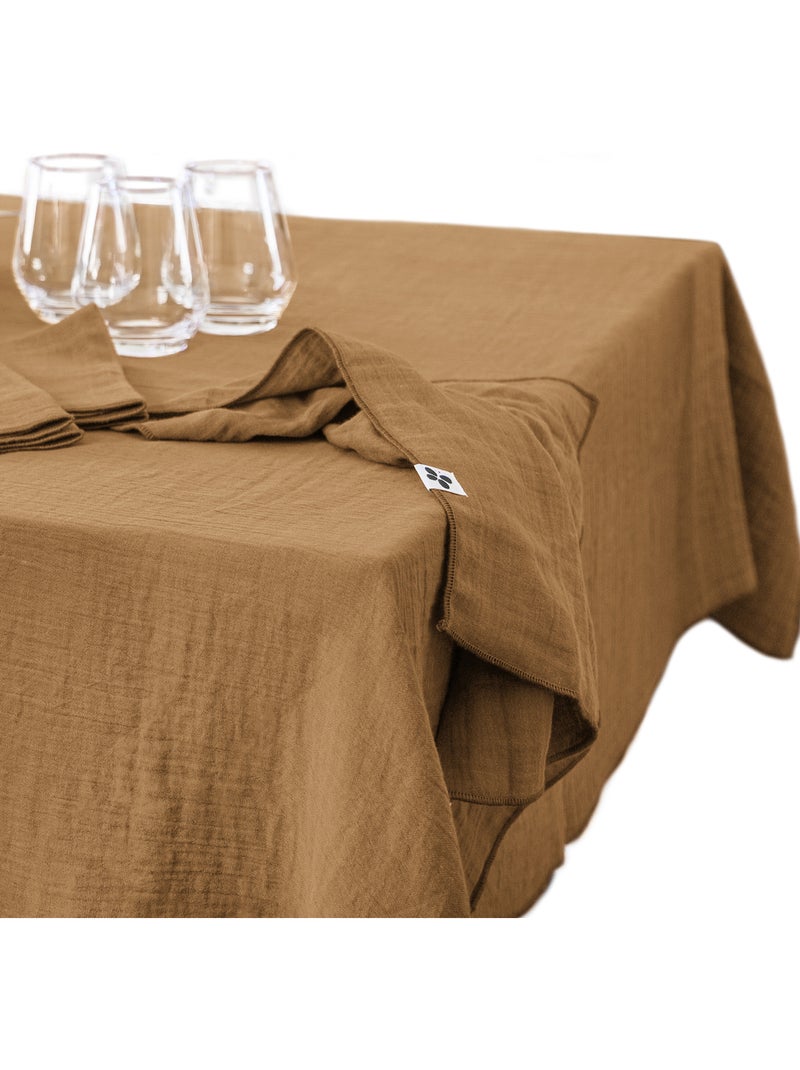Nappe rectangulaire – double gaze de coton – gaïa Camel - Kiabi
