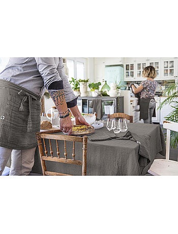 Nappe rectangulaire – Double gaze de coton – Gaïa Minuit