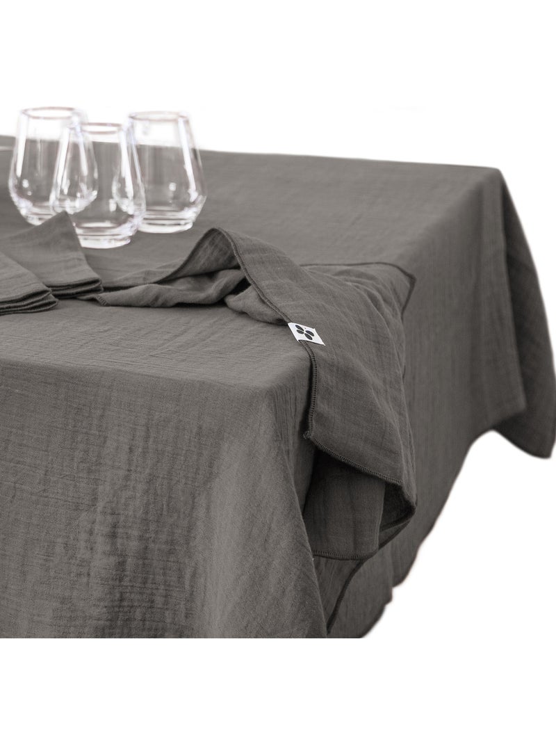 Nappe rectangulaire – Double gaze de coton – Gaïa Gris Granit - Kiabi