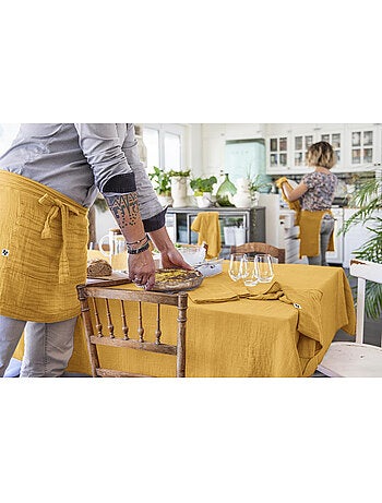 Nappe rectangulaire – Double gaze de coton – Gaïa Minuit