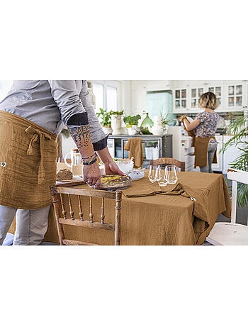 Nappe rectangulaire – Double gaze de coton – Gaïa Minuit