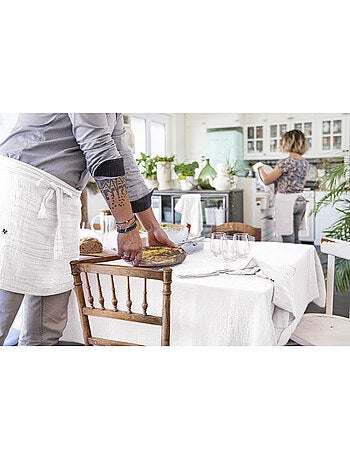 Nappe rectangulaire – Double gaze de coton – Gaïa Minuit