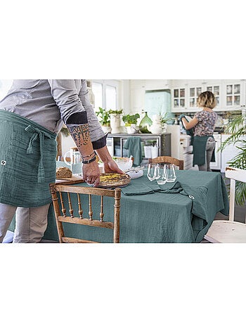 Nappe rectangulaire – Double gaze de coton – Gaïa Minuit