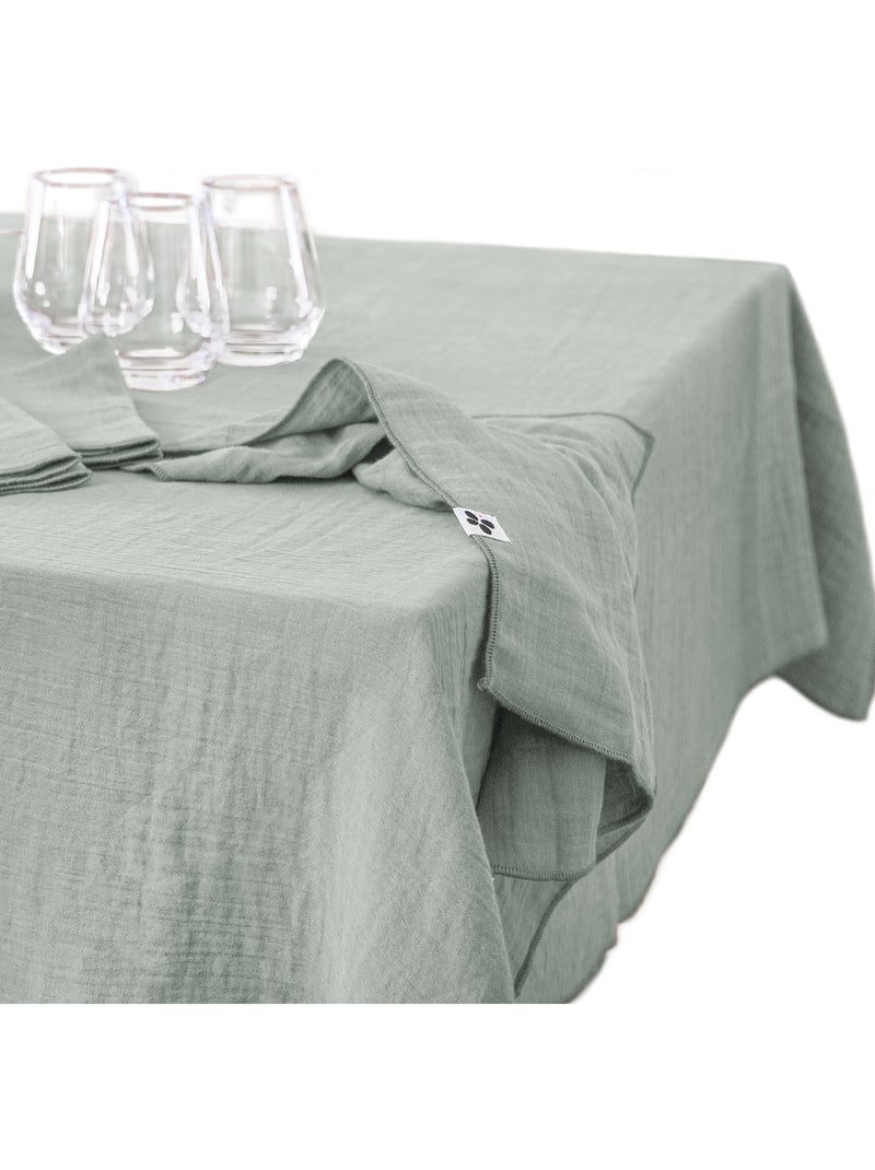 Nappe rectangulaire – Double gaze de coton – Gaïa Vert eucalyptus - Kiabi