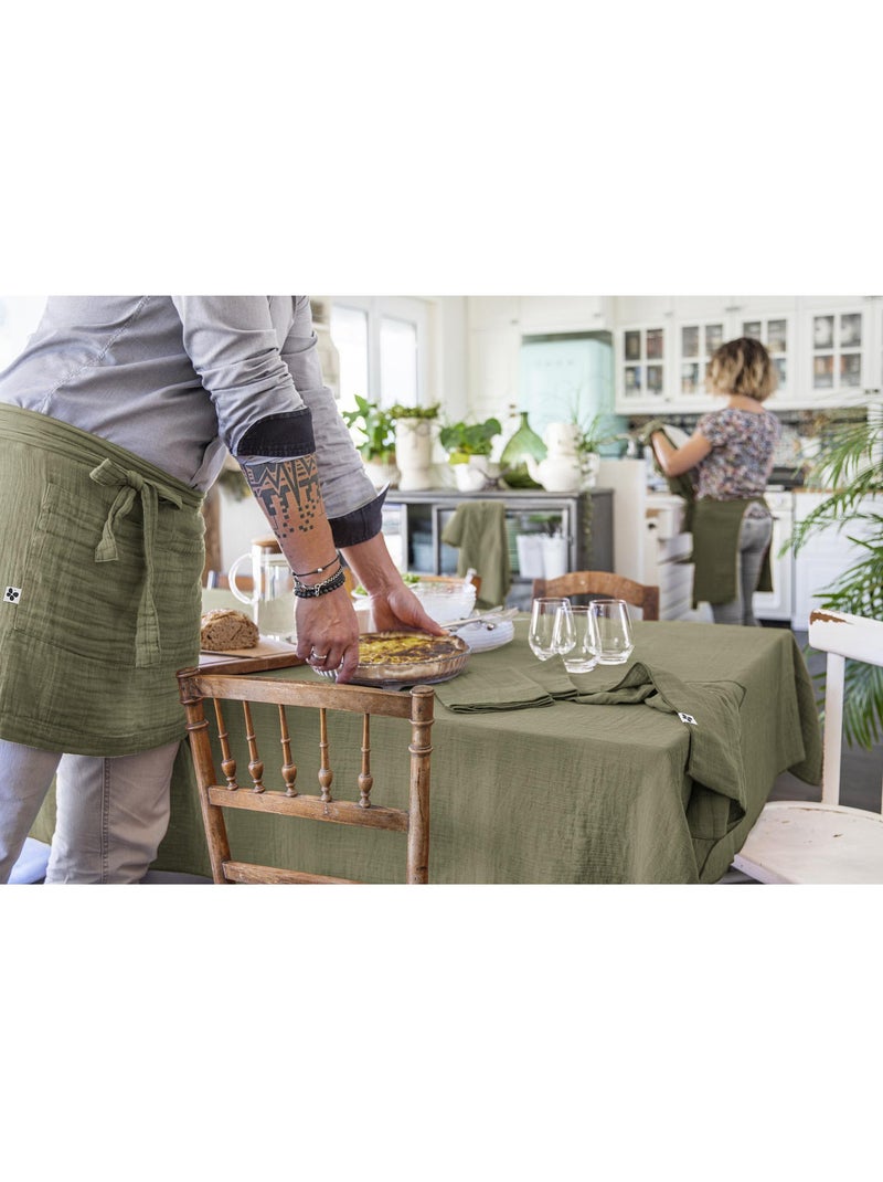 Nappe rectangulaire – double gaze de coton – gaïa Vert romarin - Kiabi