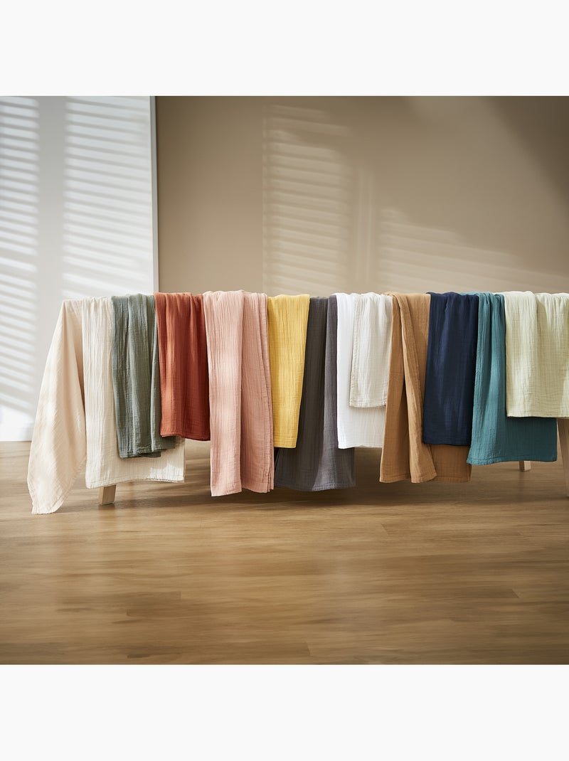 Nappe rectangulaire – double gaze de coton – gaïa Vert romarin - Kiabi