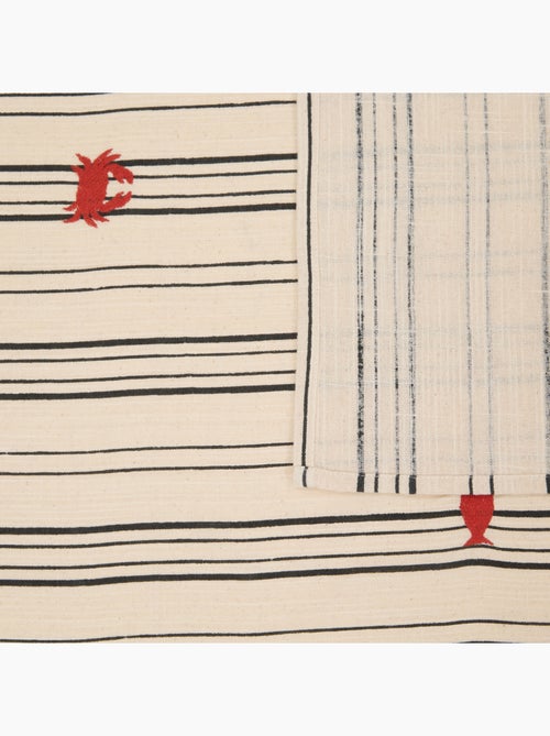 Nappe rectangulaire en coton brodé marin - Kiabi