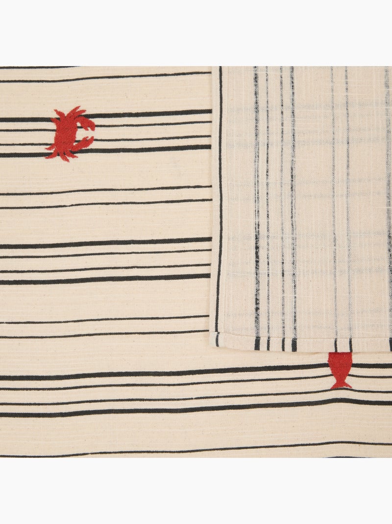 Nappe rectangulaire en coton brodé marin Beige - Kiabi
