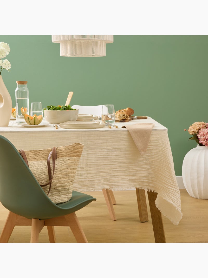 Nappe rectangulaire en coton gaufré Ecru - Kiabi