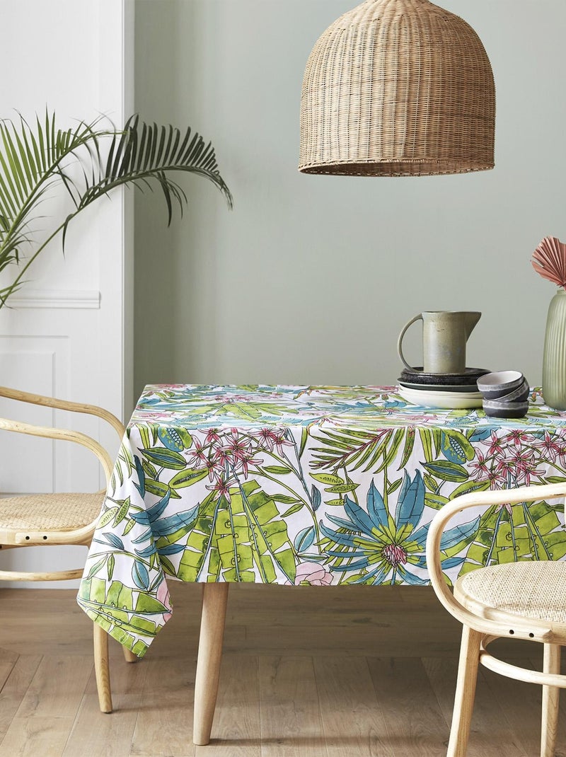 Nappe rectangulaire enduite florale Gris clair - Kiabi