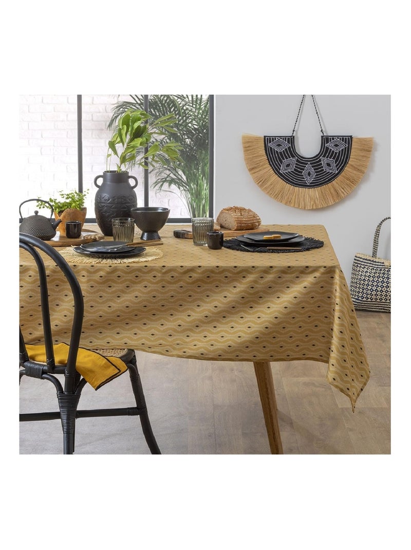 Nappe rectangulaire imprimée graphique Jaune - Kiabi