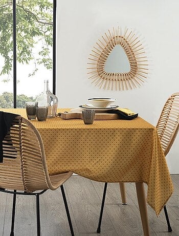 Nappe rectangulaire imprimée motif floral géométrique