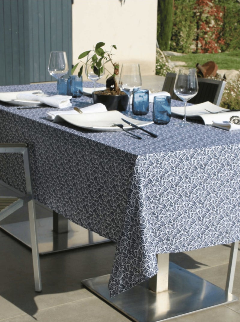 Nappe rectangulaire plastifiée 100% coton Bleu marine - Kiabi