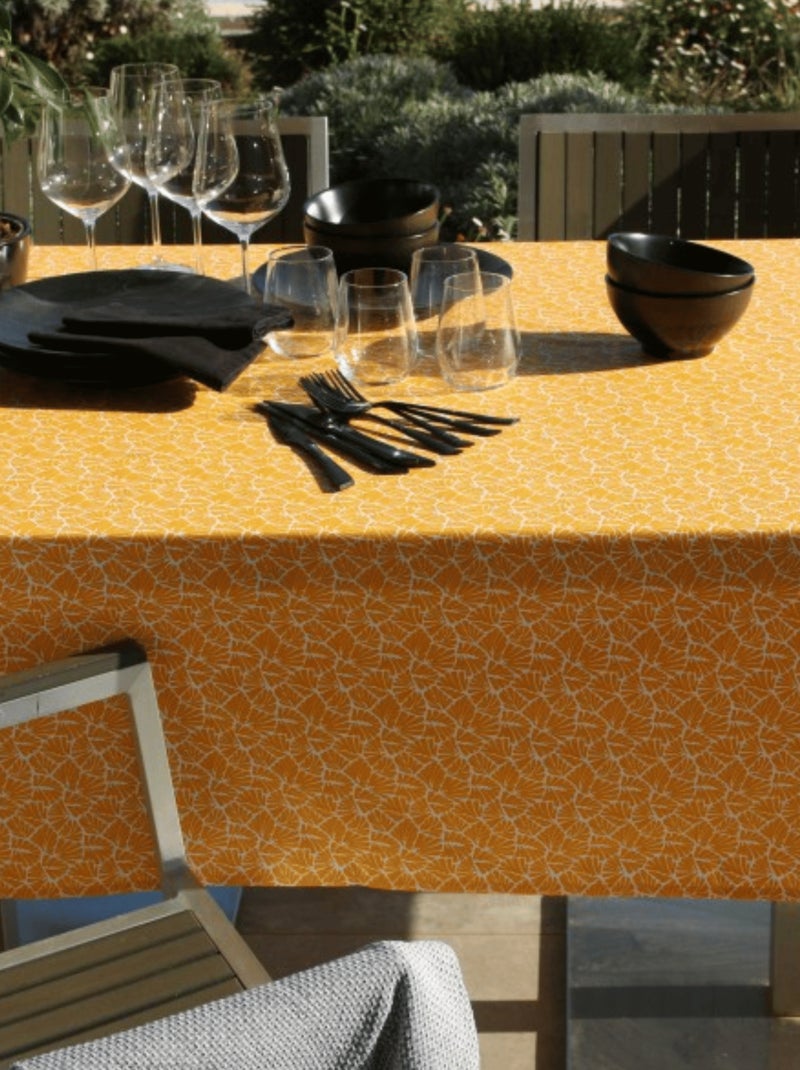 Nappe rectangulaire plastifiée 100% coton Jaune - Kiabi