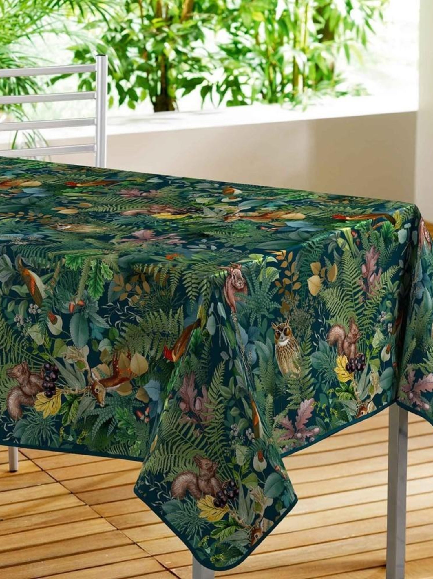 Nappe En Toile Cirée Lavable 350x140 Cm - Motif Floral Vert, Imperméable, Pour Jardin, Cuisine, Repas En Famille - 10