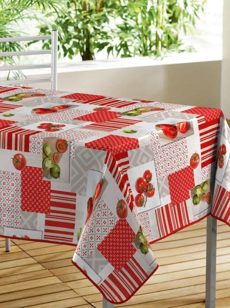 Nappe rectangulaire toile cirée 140x240cm Amandine Rouge - Kiabi