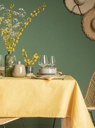 Nappe rectangulaire unie en coton, traitée Teflon, Made in France, CAMBRAI