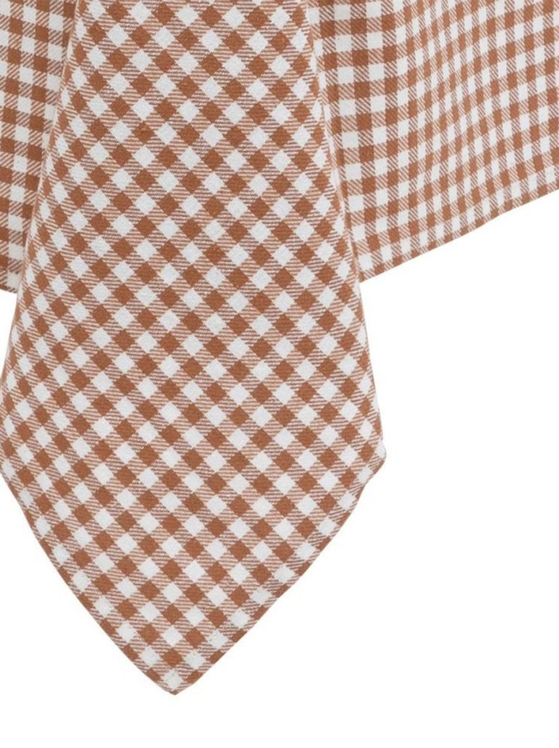 Nappe rectangulaire Vichy Floral Collection 150x250 cm coton Marron - Kiabi