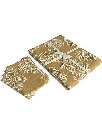 Nappe rectangulaire VIRGINIE en coton 140 x 240 cm + 4 serviettes 35 x 35 cm Future Home