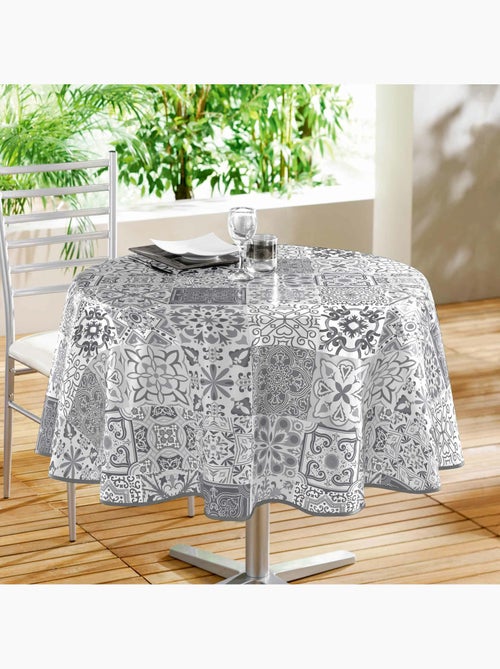Nappe ronde Ø160 cm PVC imprimé – Finition biais – Persane Gris - Kiabi Nappe ronde Ø160 cm PVC imprimé – Finition biais – Persane Gris - Kiabi