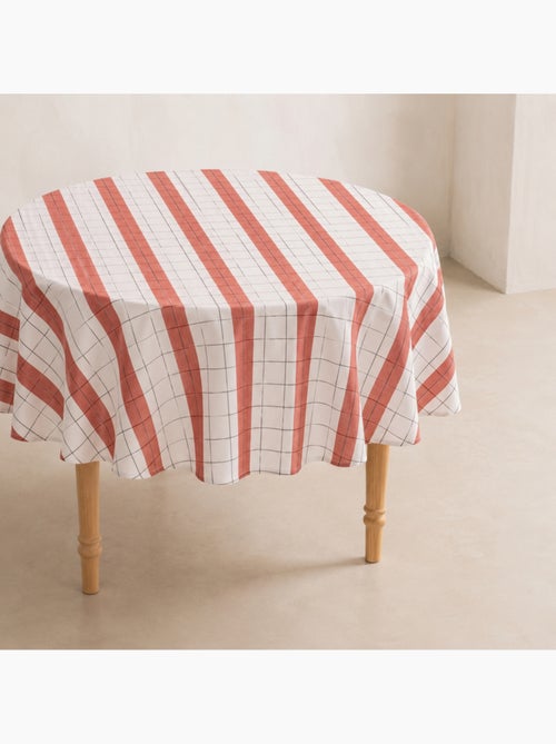 Nappe ronde à rayures avec motif à carreaux en relief - Gamusi. - Kiabi