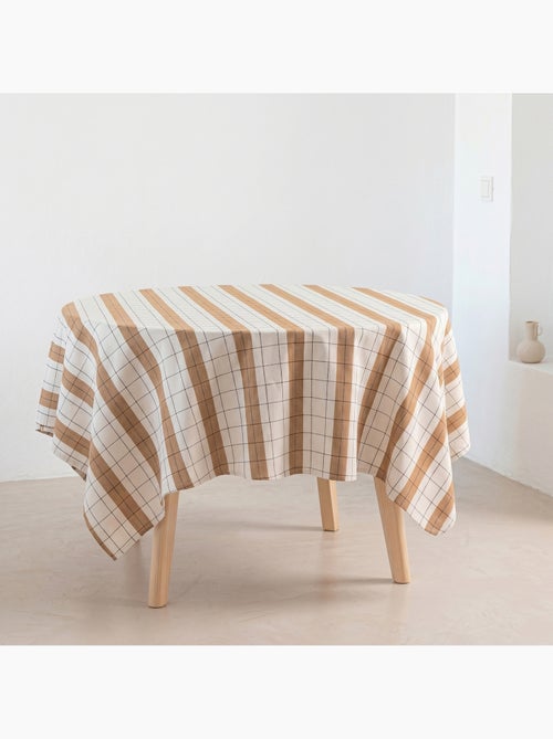 Nappe ronde à rayures avec motif à carreaux en relief - Gamusi. - Kiabi