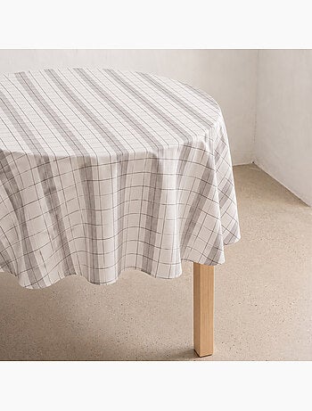Nappe ronde à rayures avec motif à carreaux en relief - Gamusi.
