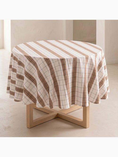 Nappe ronde à rayures avec motif à carreaux en relief - Gamusi. - Kiabi